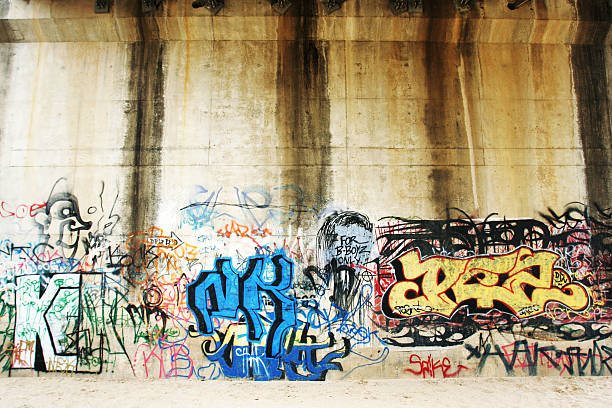 Brigh Colored Graffiti Wall stock photo