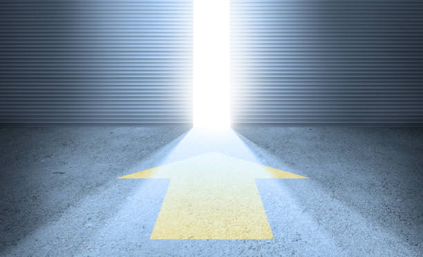 Bright future. Arrow, open door and beam of light Bright future. Arrow, open door and beam of light following your soul purpose stock pictures, royalty-free photos & images
