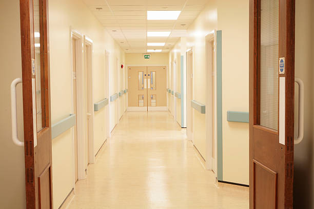 Bright Hospital Corridor stock photo