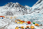 istock Bright yellow tents in Mount Everest Base Camp, Khumbu glacier and mountains, Nepal, Himalayas 1292532931