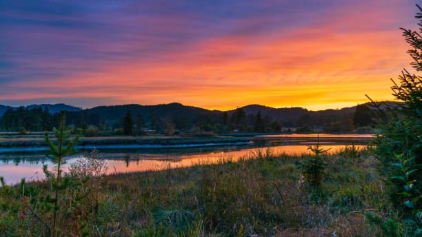 Brilliant Sunset On Puget Sound stock photo