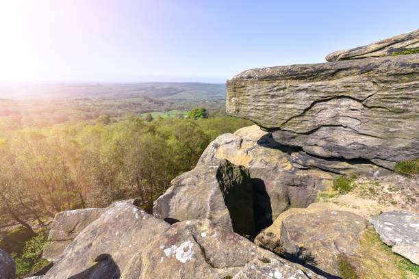 Brimham Rocks, in North Yorkshire, in  April 2019 National Trust  Brimham Rocks on Brimham moor near Pateley Bridge in Yorkshire Dales National Park brimham rocks stock pictures, royalty-free photos & images