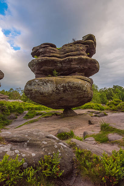 Brimham Rocks Brimham Rocks : located in Brimham Moor in North Yorkshire, England and managed by the National Trust.  The area contains some amazing rock formations weathered by time. brimham rocks stock pictures, royalty-free photos & images