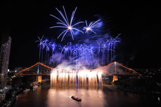 Brisbane River Firework hilight stock photo