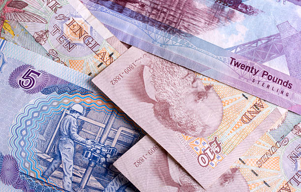 british currency notes stock photo