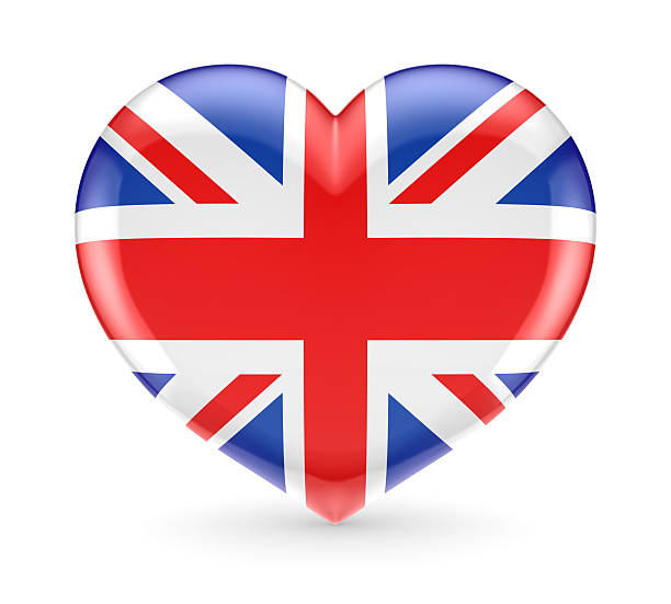 British flag on a heart symbol. stock photo
