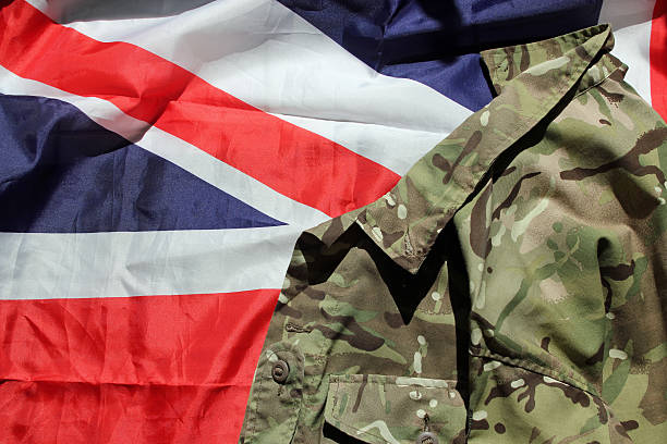British military uniform and the Union flag stock photo