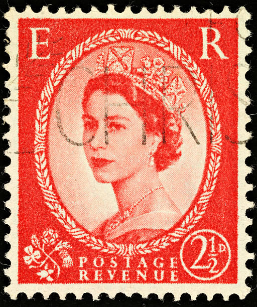 british vintage regina elisabetta ii francobollo postale - queen elizabeth foto e immagini stock