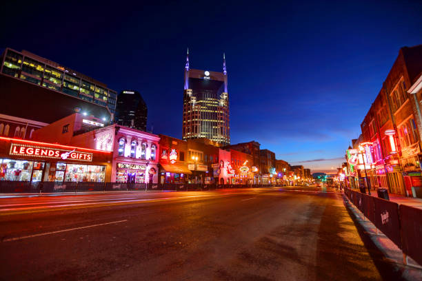 Broadway in downtown Nashville Broadway in downtown Nashville, Tennessee. Lower Broadway is a renowned entertainment district for country music. Nashville is the capital of the U.S. state of Tennessee. Nashville is known as the country-music capital of the world. The city is also known for its culture and commerce and great bar scene. nashville stock pictures, royalty-free photos & images