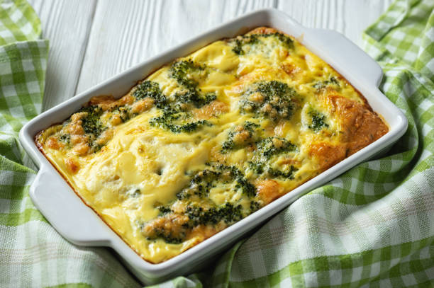 Broccoli casserole with eggs and cheese, vegetarian food. Broccoli casserole with eggs and cheese, vegetarian food. casserole stock pictures, royalty-free photos & images