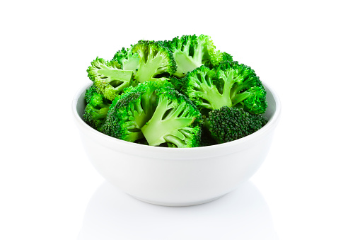 Broccoli in a Bowl Isolated on White Background