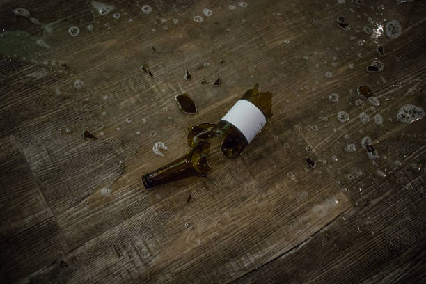 Broken beer bottle stock photo