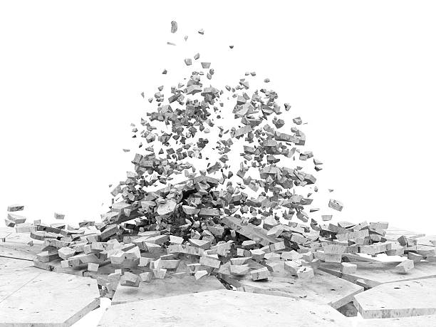 broken concrete floor isolated on white background - geruïneerd stockfoto's en -beelden