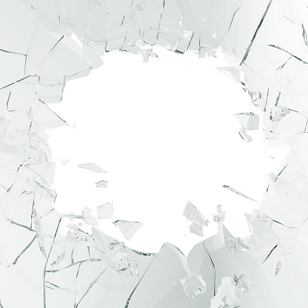 Broken glass background, abstract Illustration of into pieces isolated on stock photo