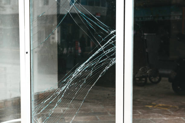 Broken Glass Door Or Window Or Display Case
