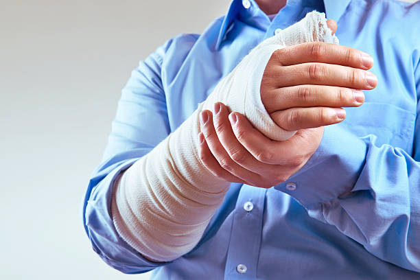 Broken hand with copy space stock photo