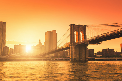 Antique photograph: Brooklyn Bridge, New York