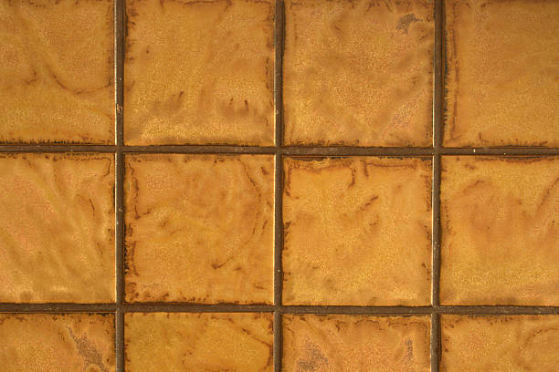 Brown 70s ceramic tiles texture stock photo