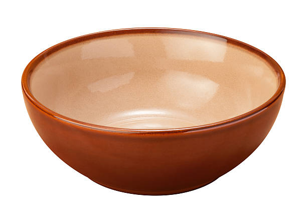 Brown Ceramic Bowl with a clipping path stock photo