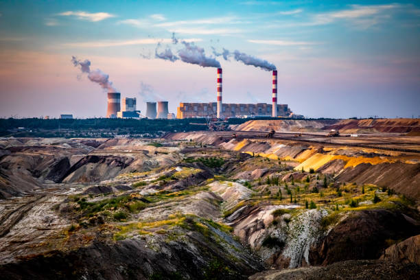 Brown Coal Mine and Power Station in Belchatow stock photo