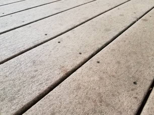 brown composite deck wood stock photo