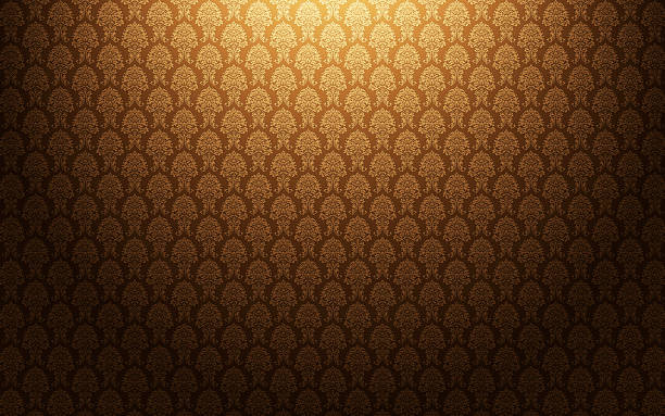 Brown damask wallpaper background  renaissance stock pictures, royalty-free photos & images