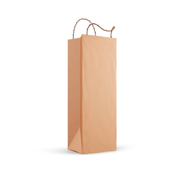 brown paper bag. - paper bag craft imagens e fotografias de stock