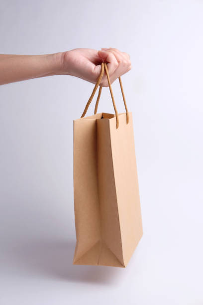 Brown paper bag. stock photo