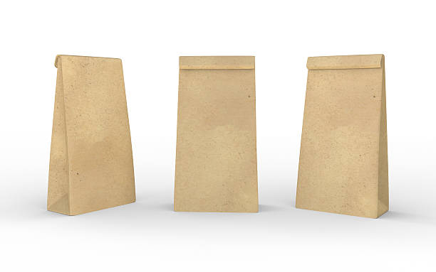 brown paper lunch  bag isolated on white with clipping path - brown paper bag bildbanksfoton och bilder