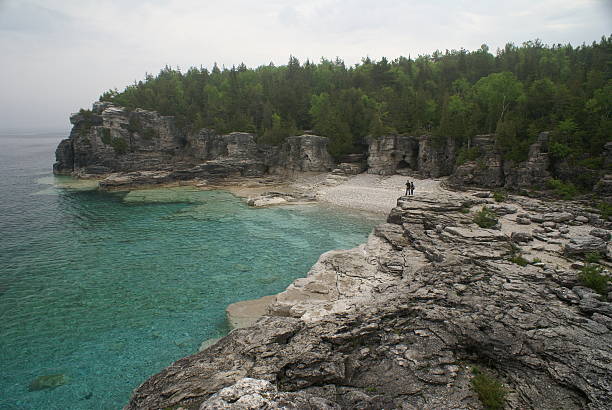 Bruce Peninsula National Park "Rugged Georgian Bay shoreline seen from the Bruce Trail. Bruce Peninsula National Park, Ontario, Canada. Related Images:" bruce peninsula national park stock pictures, royalty-free photos & images