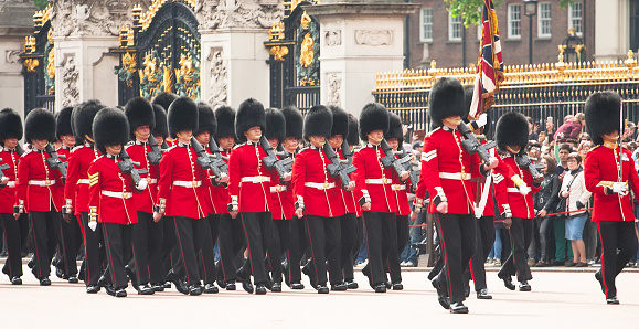 London United Kingdom, October 23 2018: the guards of the Buckingham Palace during the traditional Changing of the Guard ceremony London United Kingdom.