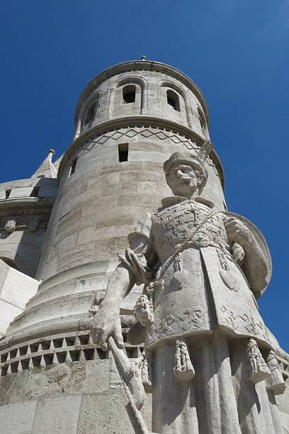 Budapest, Hungary Fisherman’s Bastion soldier statue detail stock photo