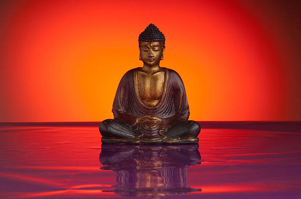 budda with red background stock photo