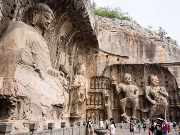 Buddha statues in Longmen Grottoes stock photo