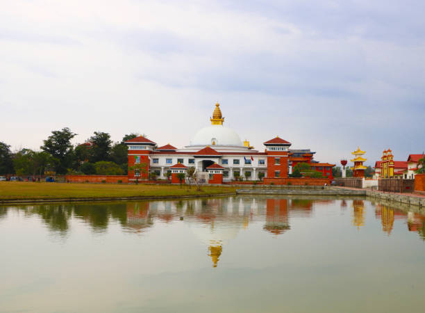 Buddhist temples in Lumbini (Nepal) stock photo