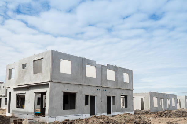Building structure are made from prefabrication system. Building structure are made from prefabrication system.All pieces are made from high-strength concrete.Then assembled into a building. prefabricated building stock pictures, royalty-free photos & images
