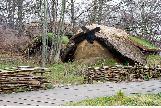 Buildings from the viking age in Denmark stock photo