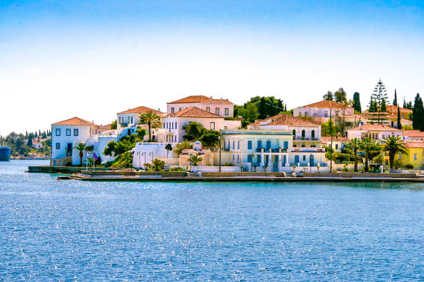 Buildings of Spetses island stock photo
