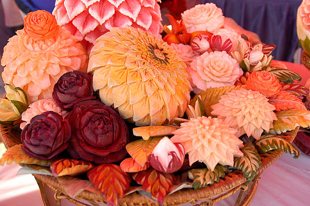 Bunch of carving fruits stock photo