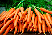 istock Bundles of organic carrots with the stems still attached 185275579