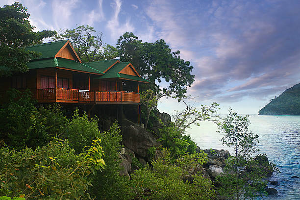 bungalow Thailand jungle landscape stock photo