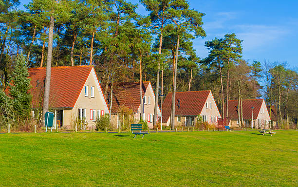 Bungalows in the nature Big bungalows in a bungalowpark bungalow stock pictures, royalty-free photos & images
