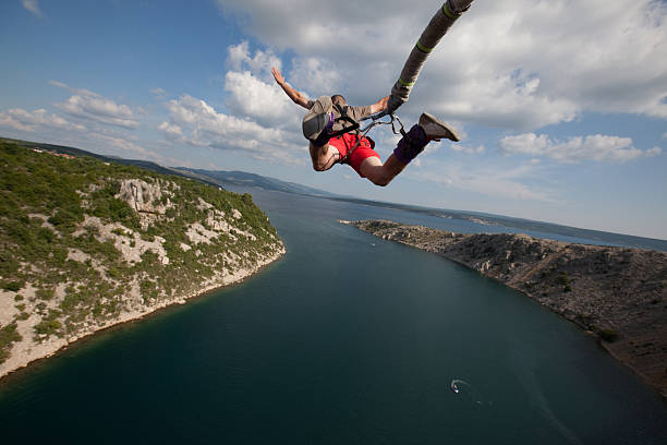 bungee jump stock photo