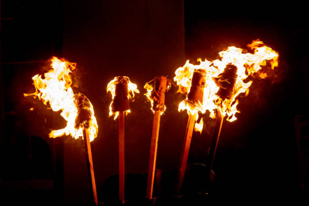 Burning Torches stock photo
