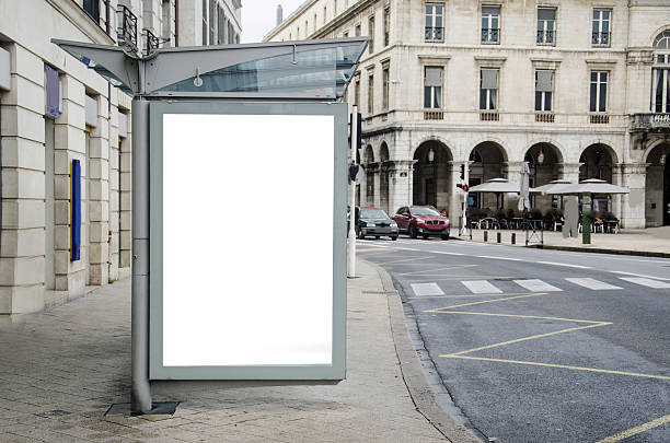 A bus stop with space for advertisements.