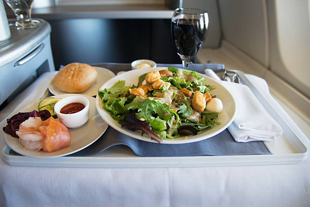 Business Class Airplane Meal stock photo