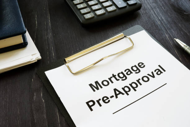 Business photo shows printed text Mortgage Pre-Approval stock photo
