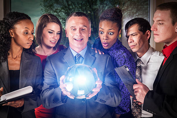 Business Team with Crystal Ball stock photo