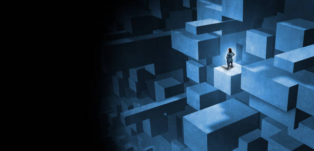 Business Woman Challenge Business woman challenge concept and gender obstacles for being a female entrepreneur  in the business world as a businesswoman with the burden of climbing a difficult maze with 3D illustration elements. adversity stock pictures, royalty-free photos & images