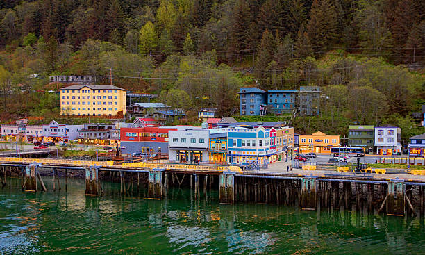 Businesses Along South Franklin Street in Juneau Alaska stock photo